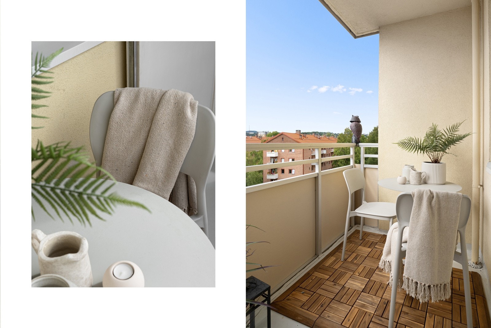 Fra stuen har man direkte tilgang til vestvendt balkong med gode solforhold og fantastisk utsikt. Balkongen er en herlig forlengelse av leiligheten med plass til forskjellig utemøblement, beplantning og grill. Galleribilde