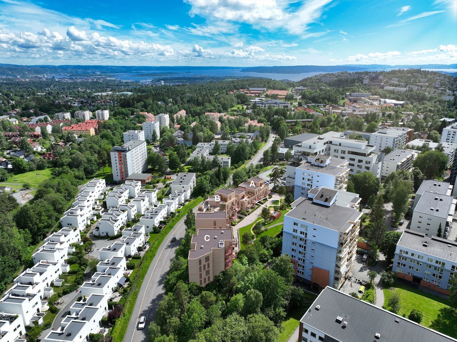 Leilighetens plassering vist med markør Galleribilde