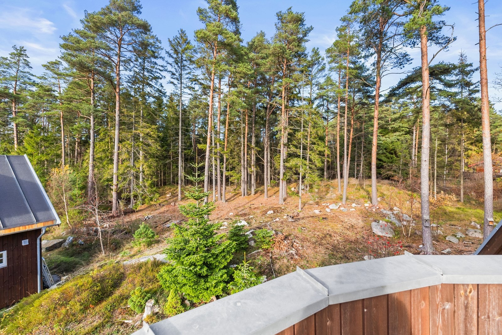 Fra altanen på ca. 8 kvm, har du flott utsyn over naturen. Galleribilde