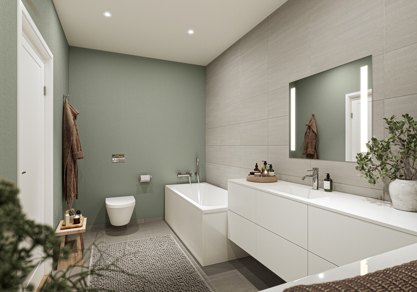 Interiørpakkene er gjennomgående og du vil oppleve harmoni i de forskjellige rommene - her er interiørpakken Salvie vist (Kvaliteter vist på bilder, er illustrert) Galleribilde