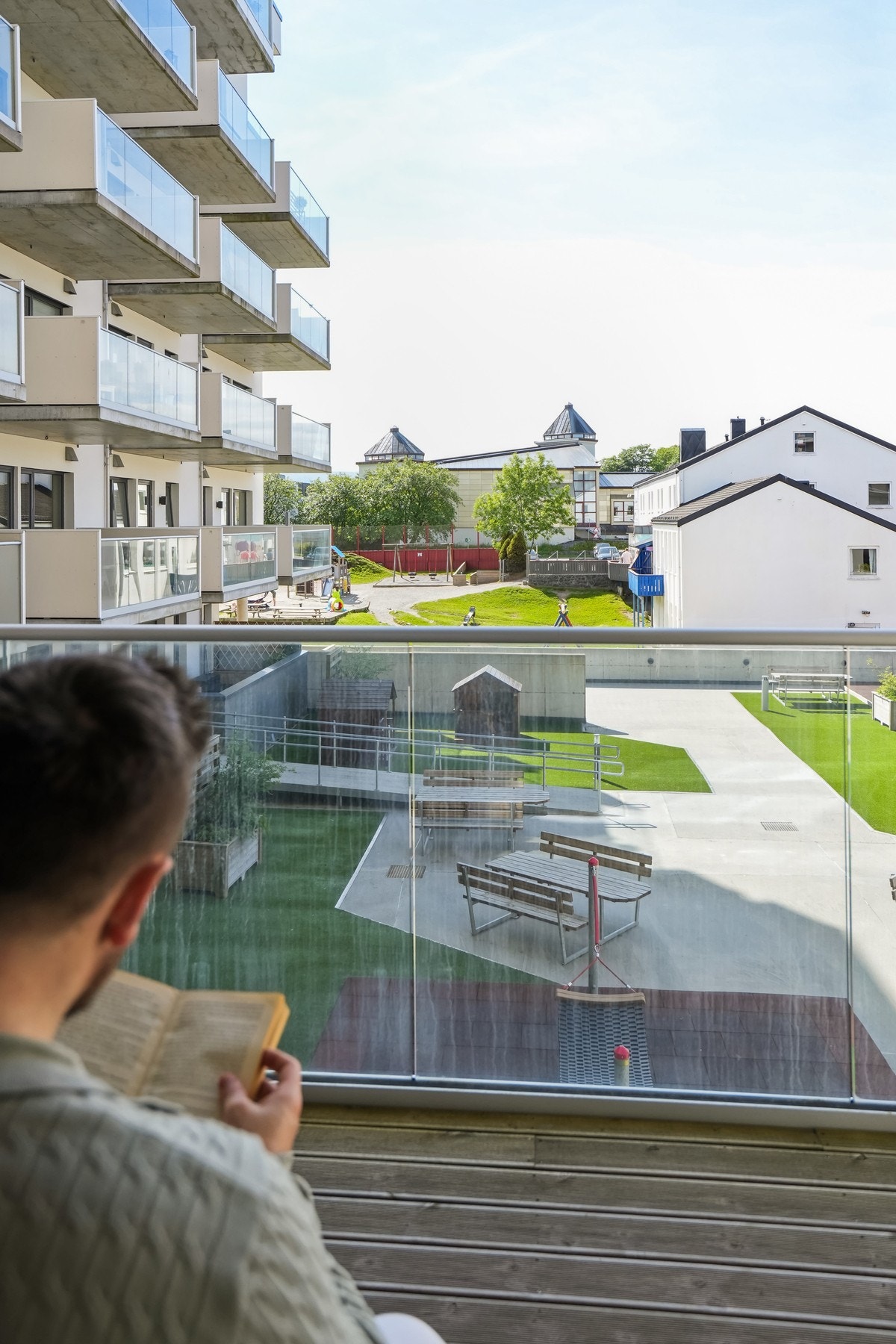 Her har man full oversikt over de flotte fellesarealene Galleribilde