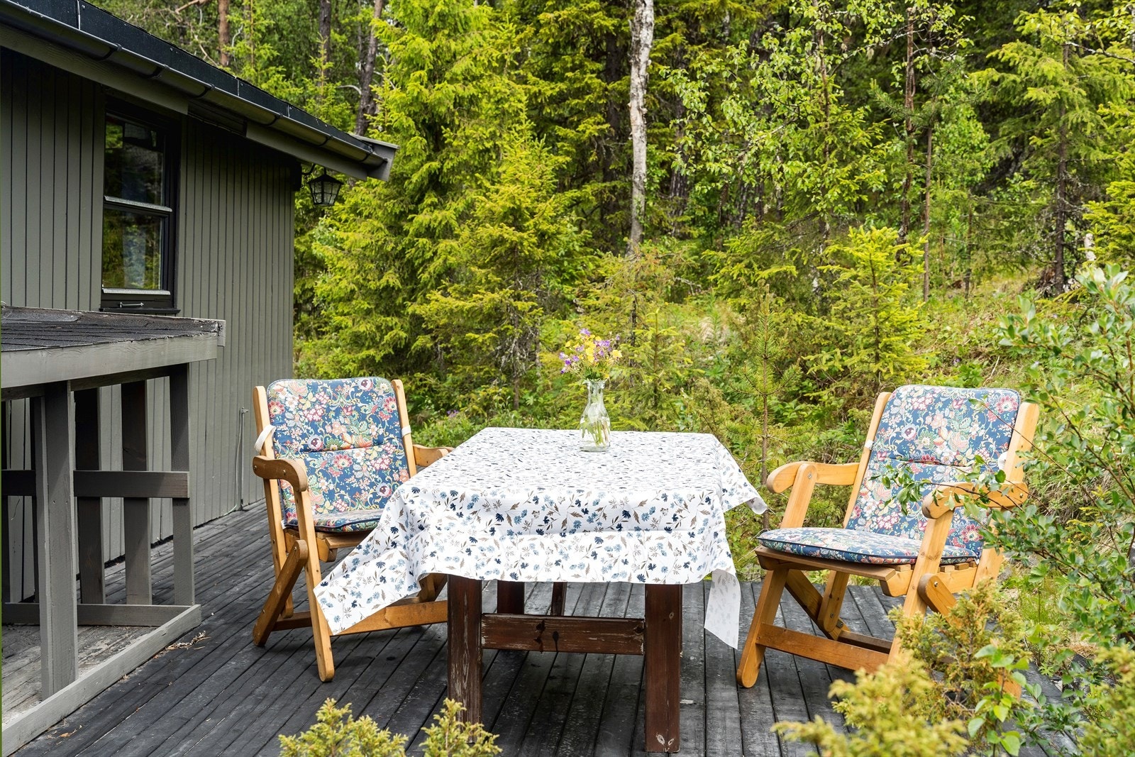 Fin uteplass på baksiden av hytta. Galleribilde