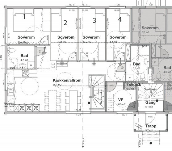 Plantegning av 1. etg. Galleribilde