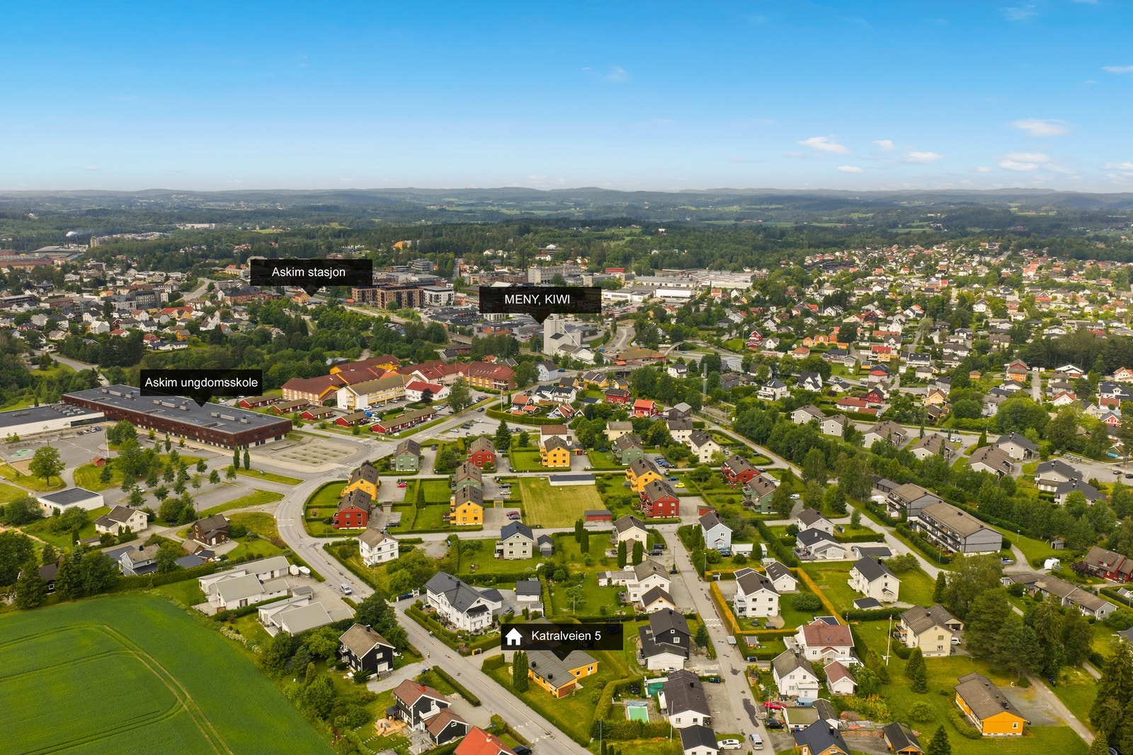 Flyfoto viser den sentrale beliggenheten Galleribilde