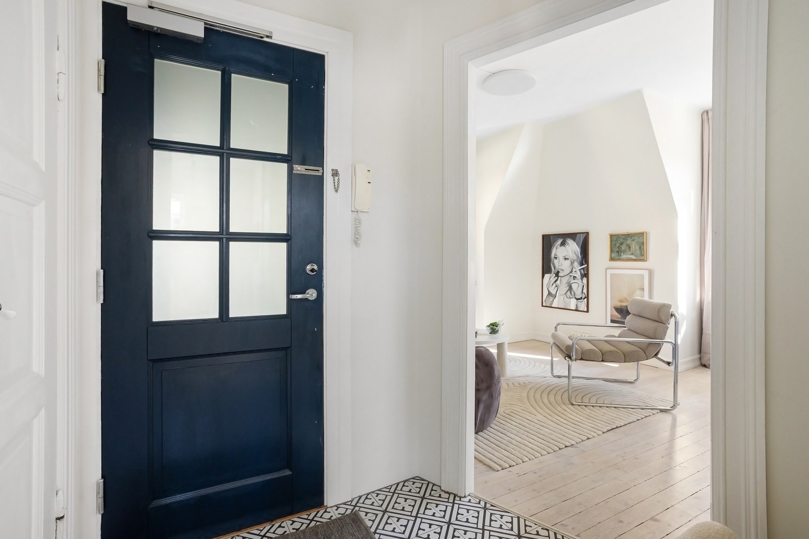 Brann og lydklassifisert inngangsdør i gammel stil. Galleribilde