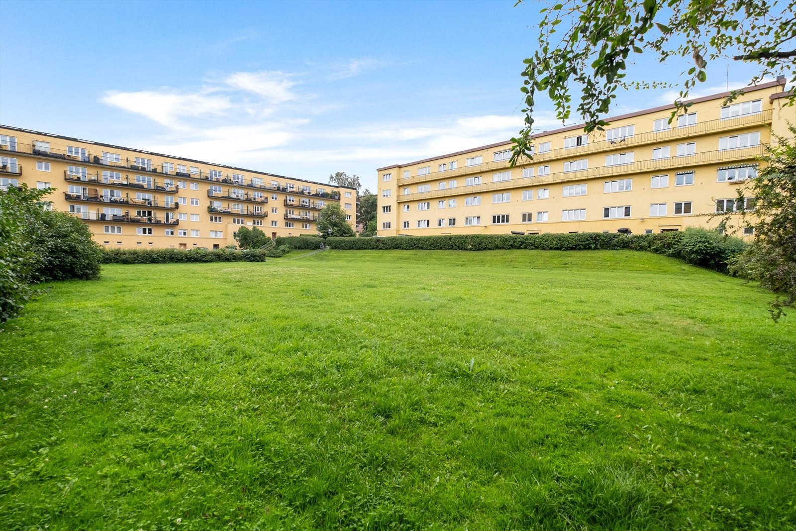 Leiligheten ligger rolig til i frodige og store grøntområder. Galleribilde