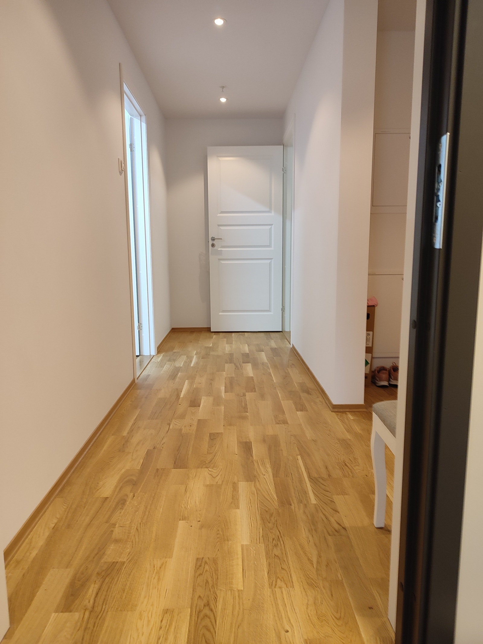 En stor gang hvor du kan gå inn i badet, stuen og soverommet. Galleribilde