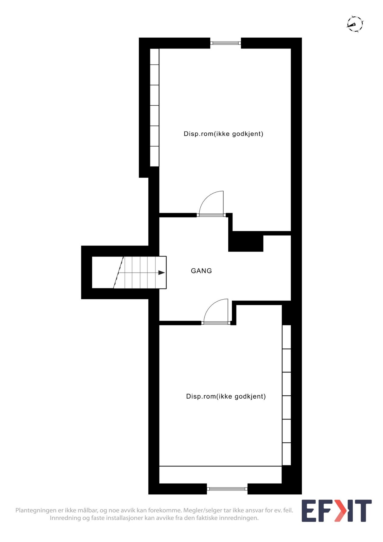 Loftetasjen er innredet til oppholdsrom, men det er ikke omsøkt og derav ikke godkjent for varig opphold. Galleribilde