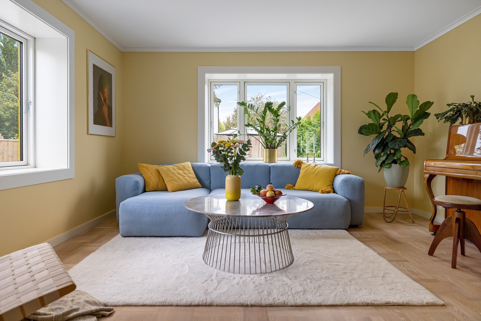 Varmefolie under parketten i stue, kjøkken, spisestue og kjellerstue. Galleribilde