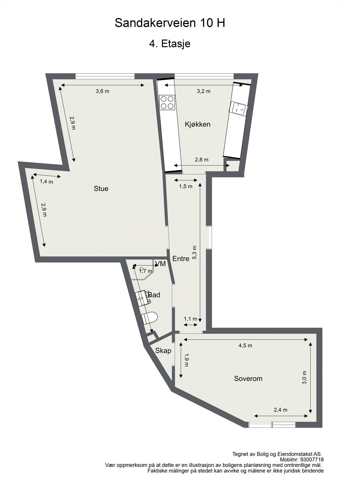 Plantegning | Vegg mellom kjøkken og stue er bygget opp med murstein (synlig under murpuss) Galleribilde