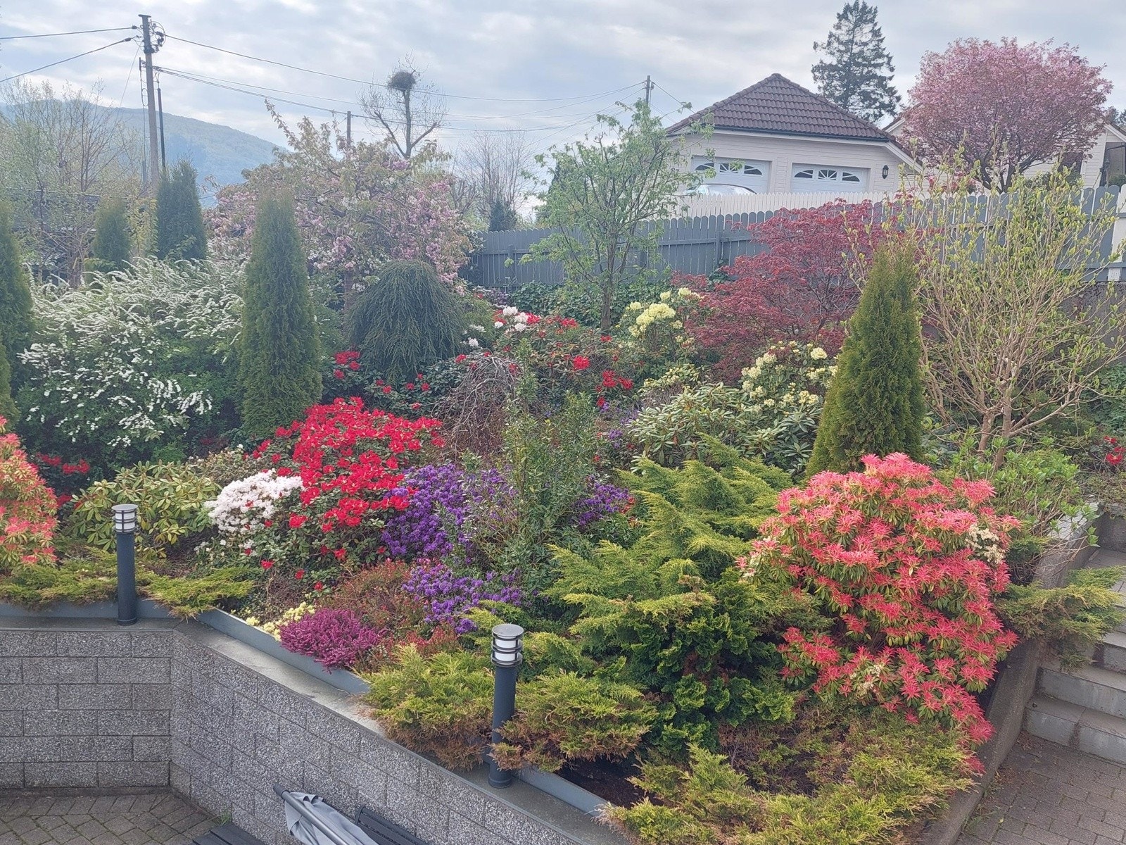 Eiendommen har flott beplantning i bed Galleribilde