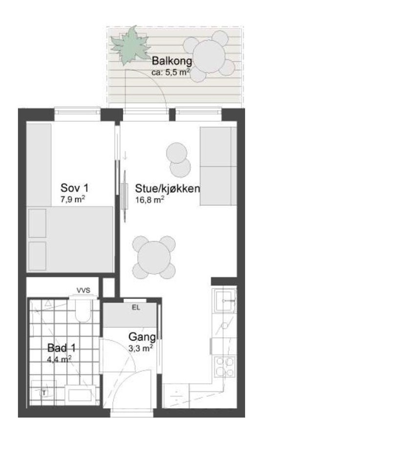 Planløsning Lille Løren Park, hus C, leil. 218 Galleribilde