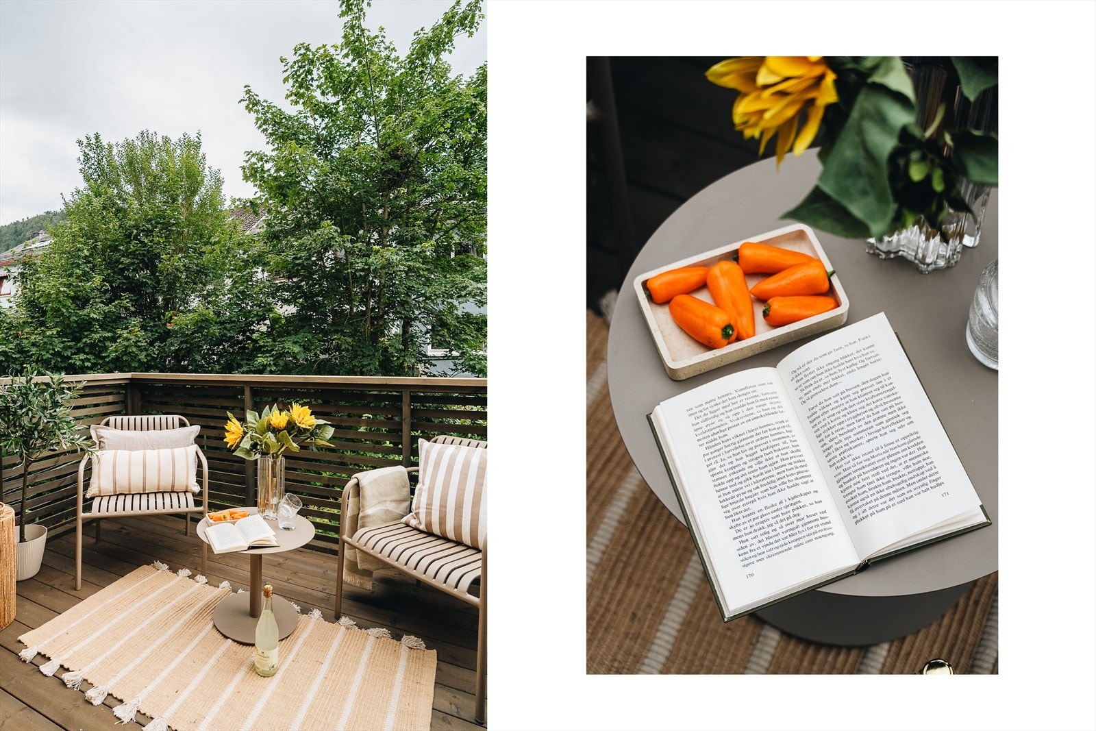 Med 5,6 m² har du plass til både sittegruppe og planter, og den lune beliggenheten gir god skjerming. Et perfekt sted å nyte kaffekoppen eller en sommerkveld med utsikt mot nærområdet. Galleribilde