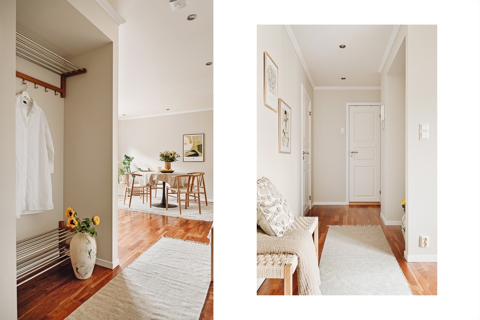 Entréen i hovedetasjen gir et ryddig og oversiktlig førsteinntrykk. Her er det plass til knagger eller garderobeløsning, og enkel tilgang til både vaskerom, bad og hovedoppholdssoner. Galleribilde