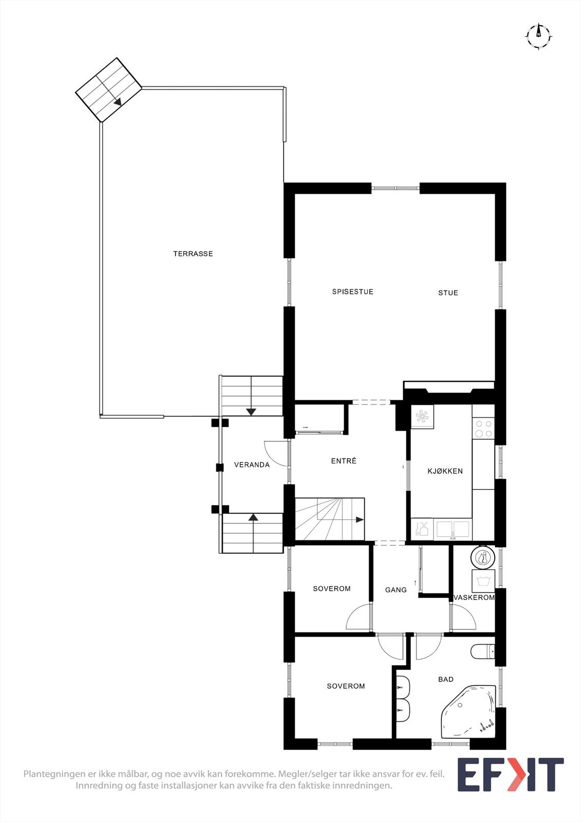 Gjennomtenkt planløsning med god flyt mellom rommene. Galleribilde