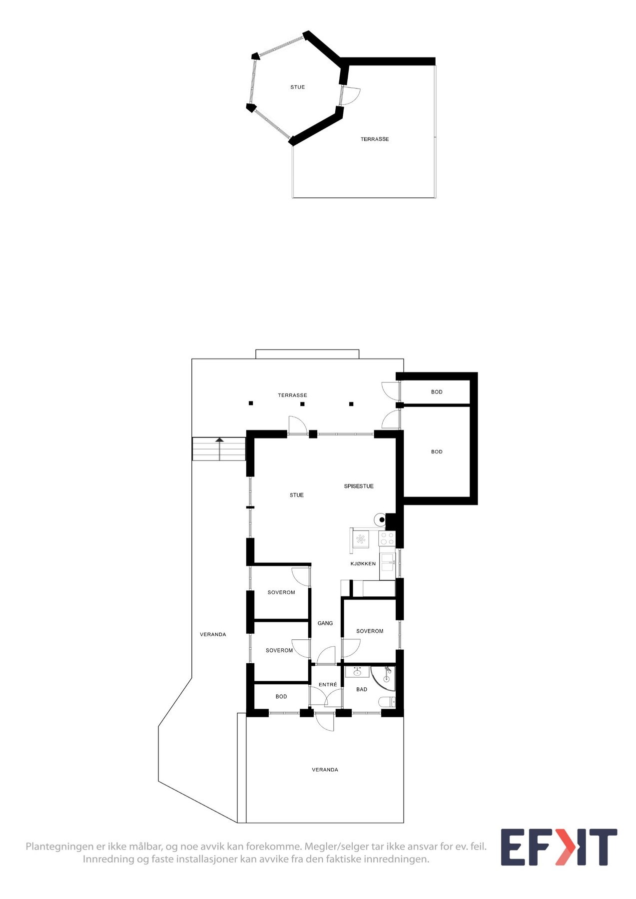Hyttens planløsning og utforming. Galleribilde