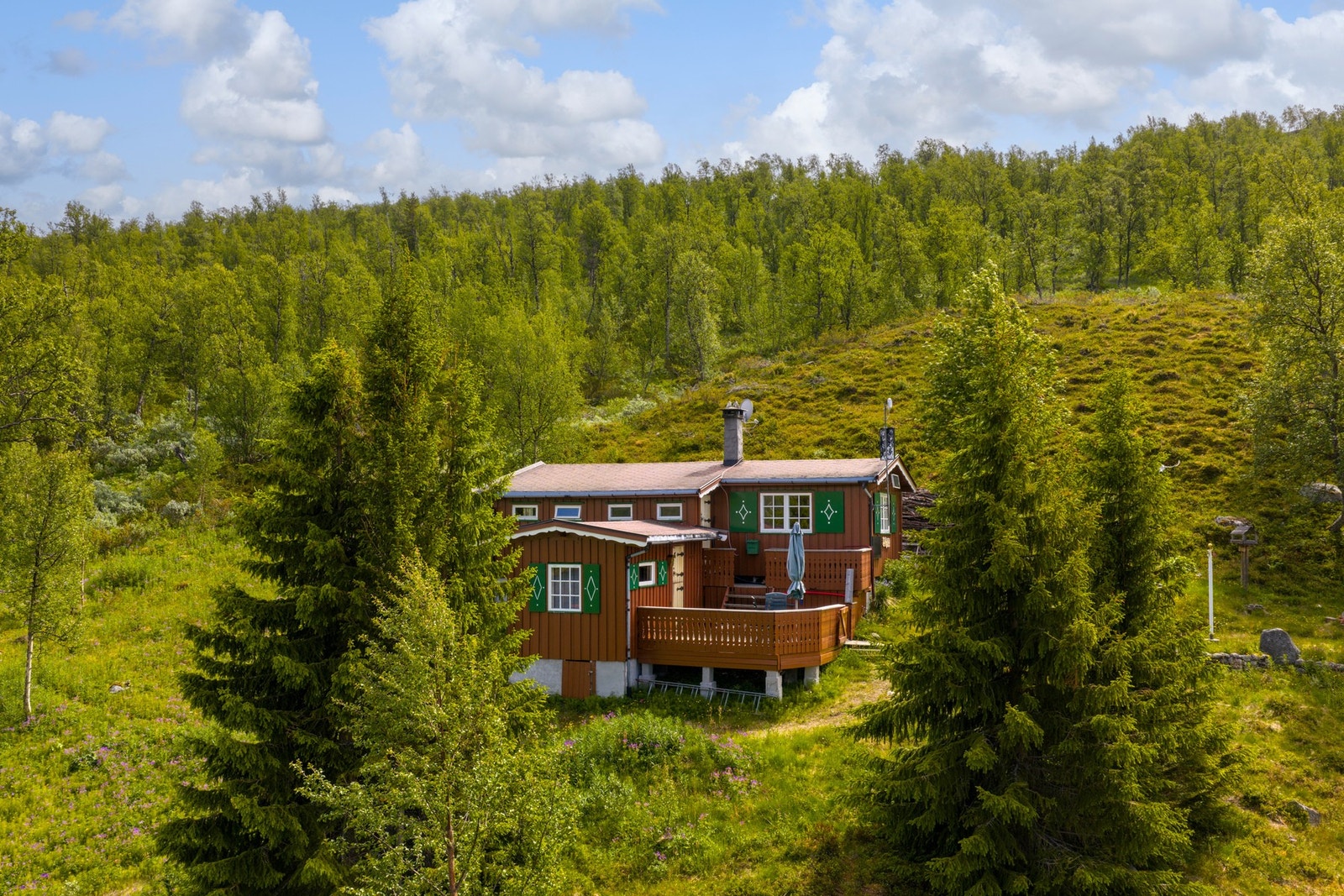 Blant grønne skoger og fjell, finner du denne koselige plassen Galleribilde