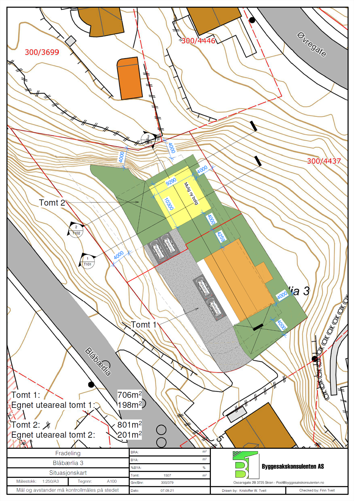 Tegningene ble sendt som forslag ved fradeling av tomten, og ligger vedlagt salgsoppgaven. Galleribilde