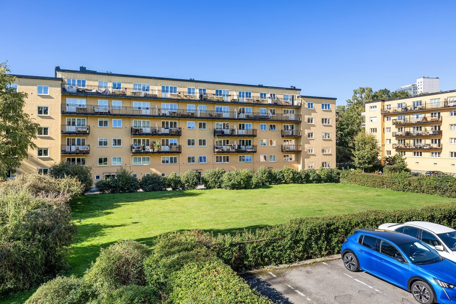 Flott grøntareal for late sommerdager. Her kan man invitere venner til sammenkomster Galleribilde