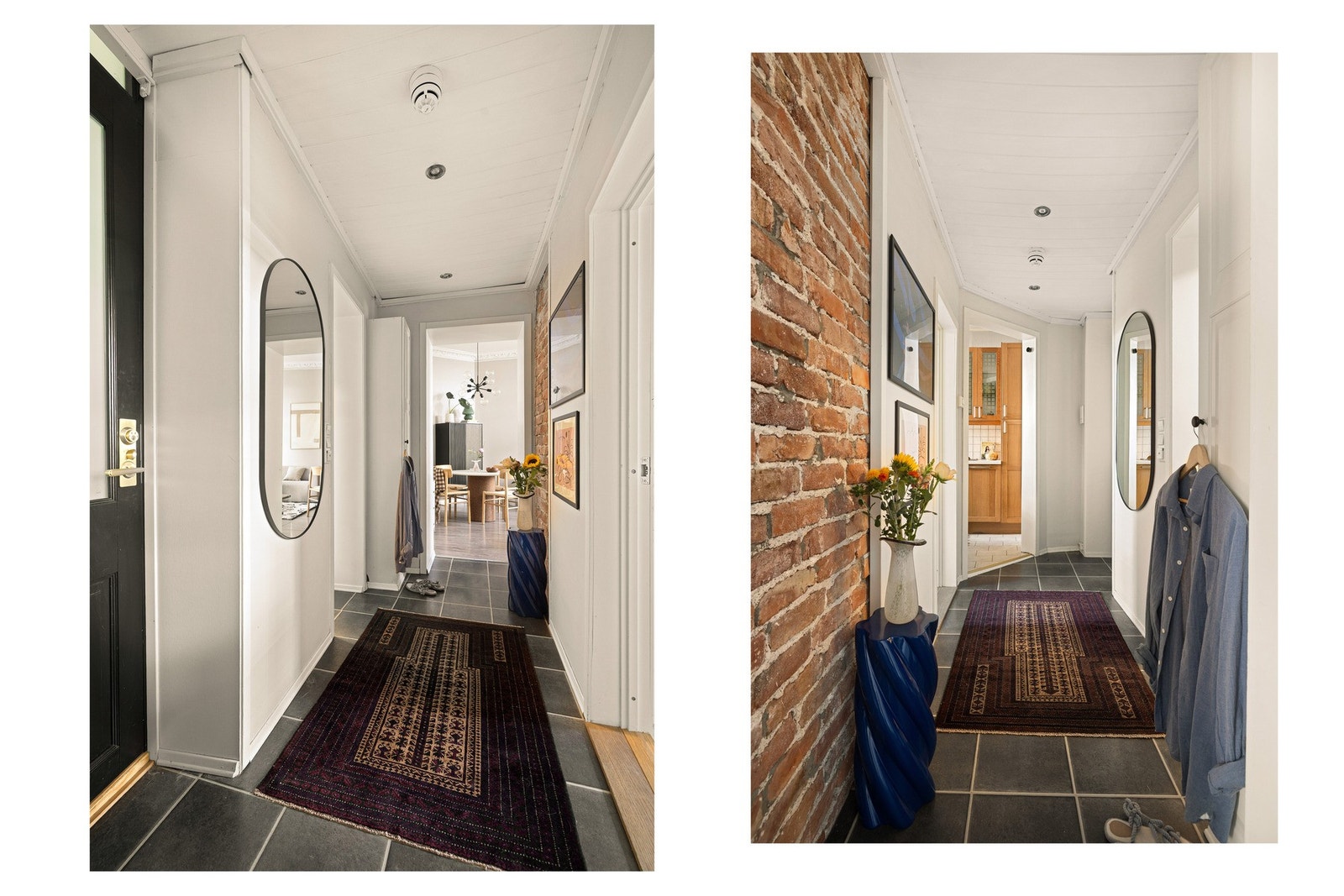 Inngangsparti med gode muligheter for å henge fra seg yttertøy og klær. Galleribilde