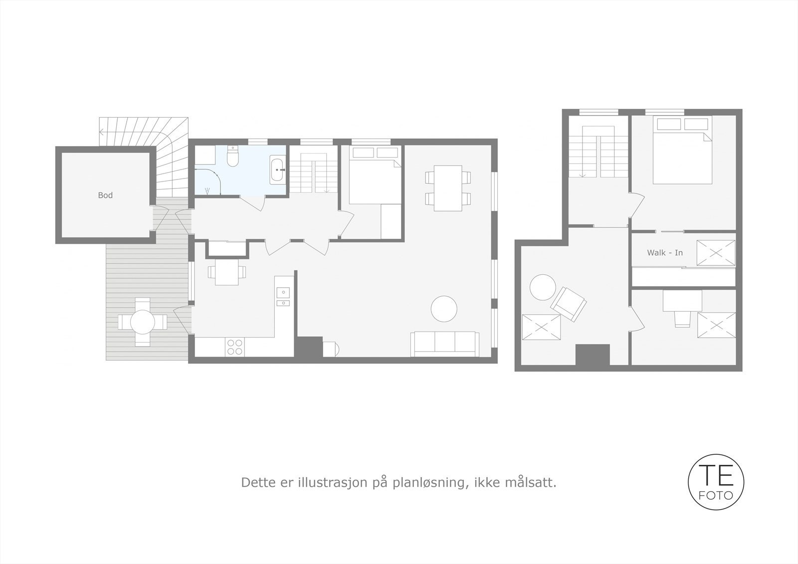 Plantegninger - 2. etasje og loftetasje. Galleribilde