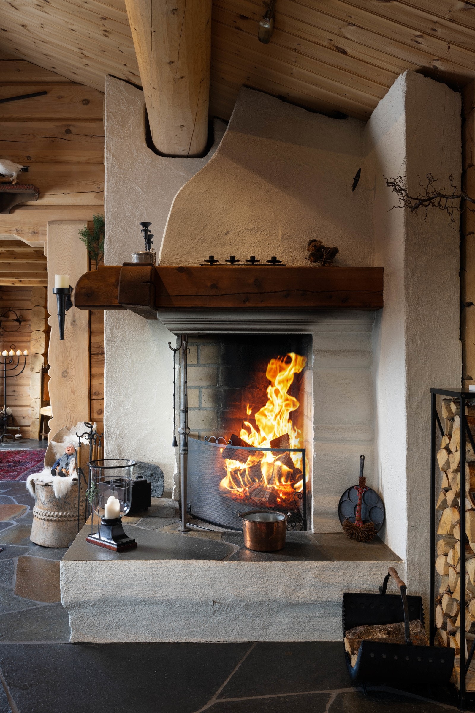 Detaljbilde av murt peis. Galleribilde