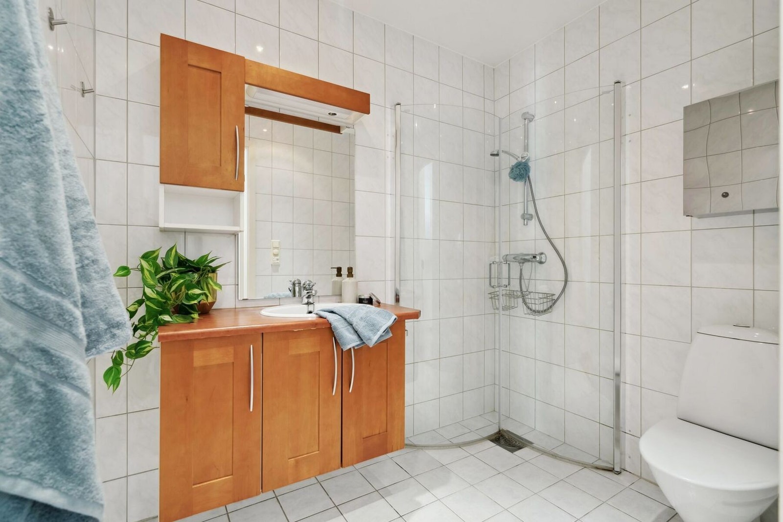På badet er det dusjhjørne med innfellbare glassvegger Galleribilde