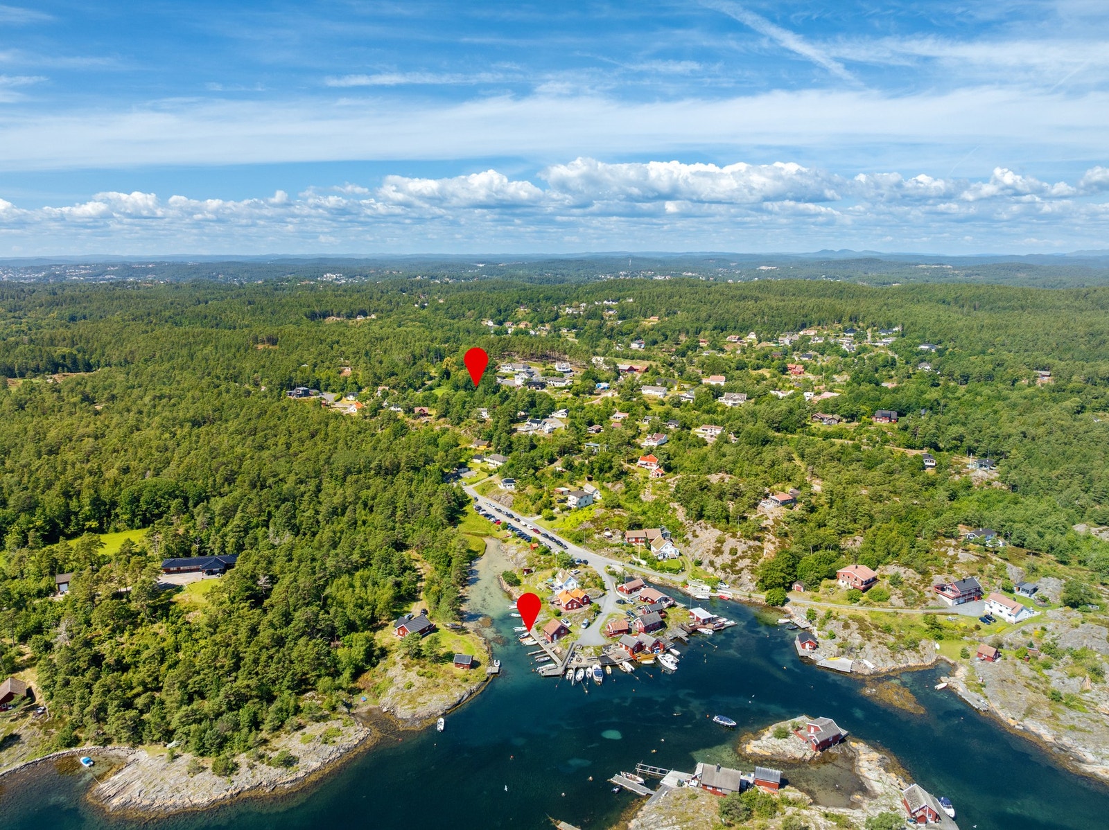 Bilde viser avstand fra hytte til båtplass, kun 5 min å gå. Galleribilde