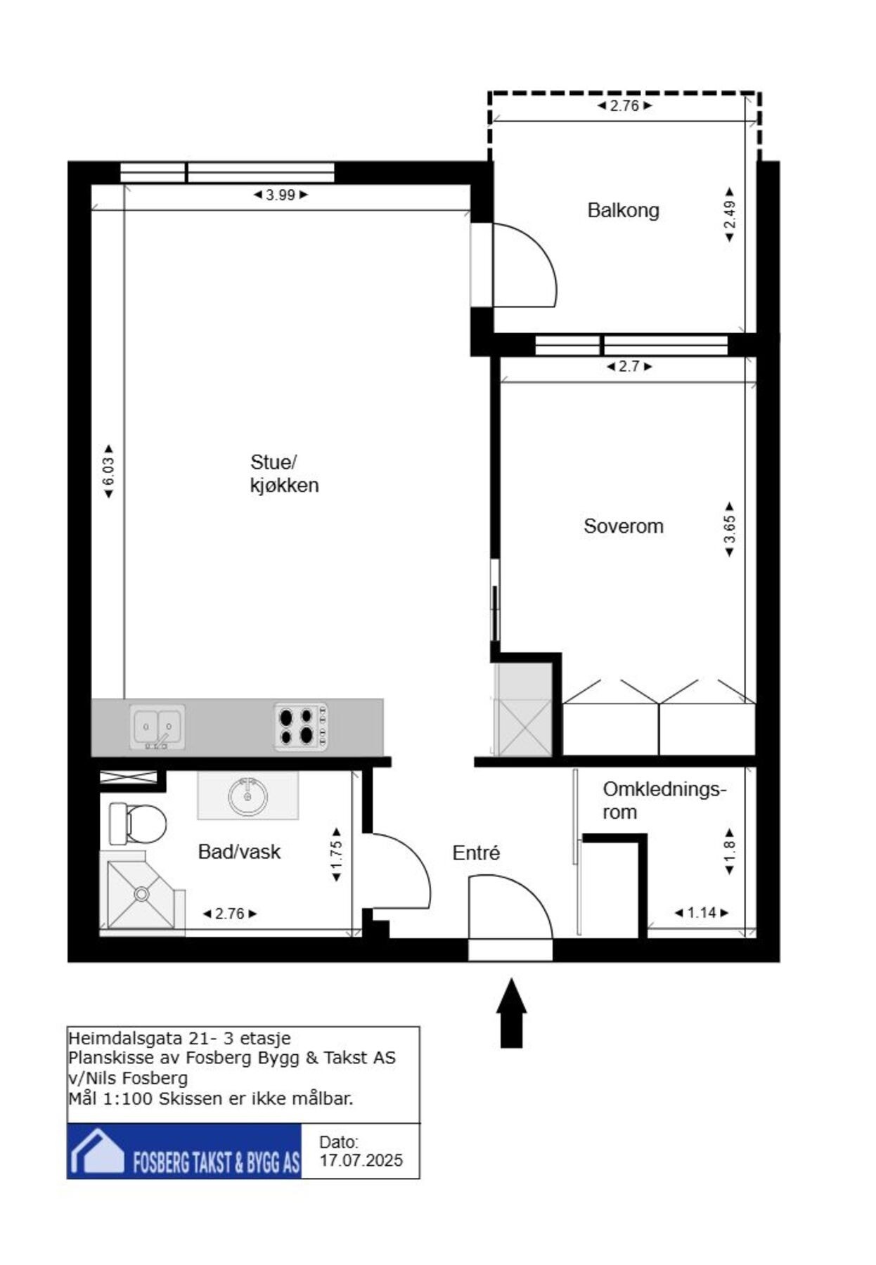 Plantegning. I tillegg medfølger kjellerbod på 5 kvm. Galleribilde