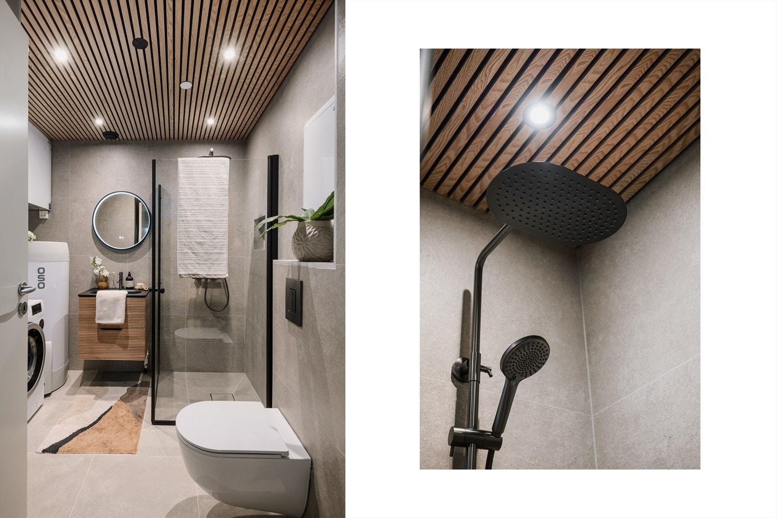 Her får du et lekkert helfliset bad av gode kvaliteter med gulvvarme. Galleribilde