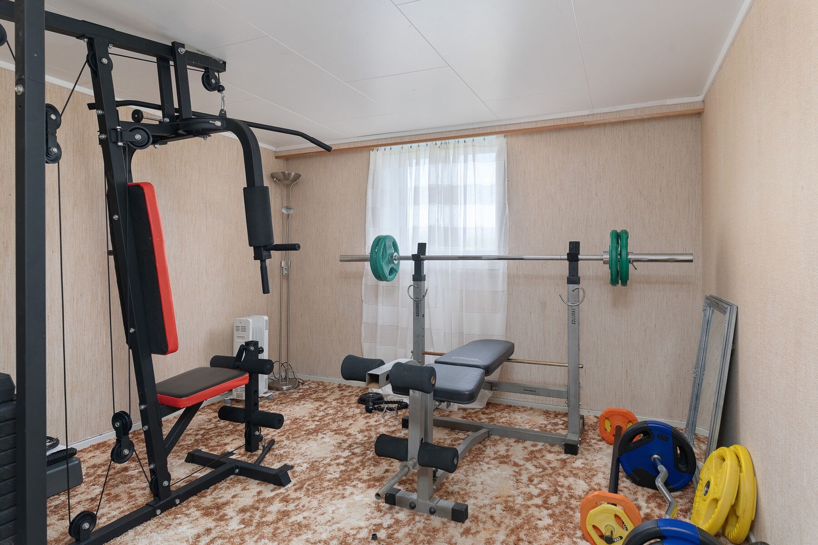 Disponibelt rom i kjeller, i dag anvendes rommet som trimrom. Galleribilde