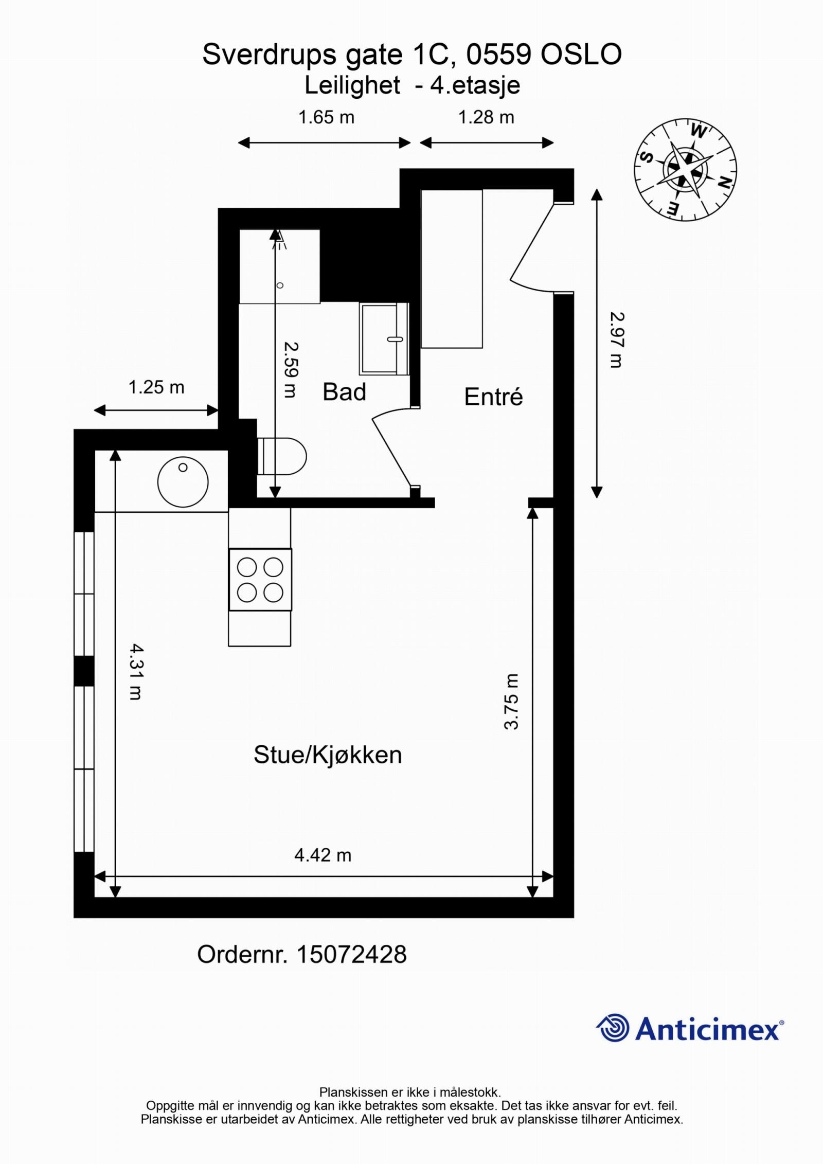 Dagens planløsning av boligen. Galleribilde