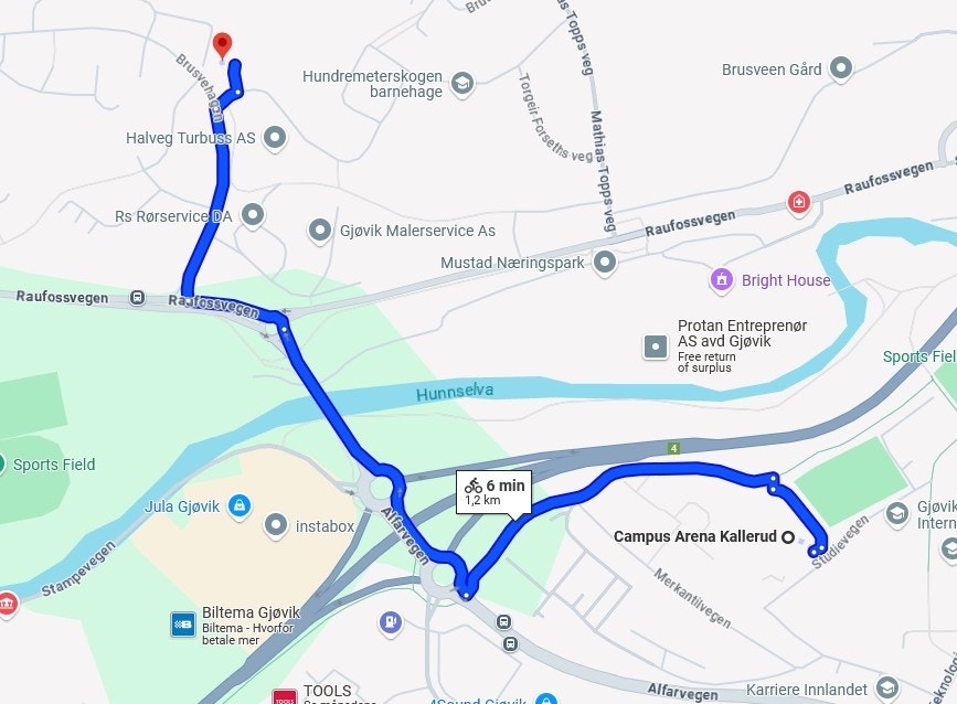 Avstand NTNU Galleribilde