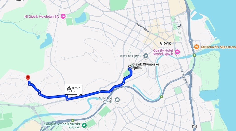 Avstand sentrum Galleribilde