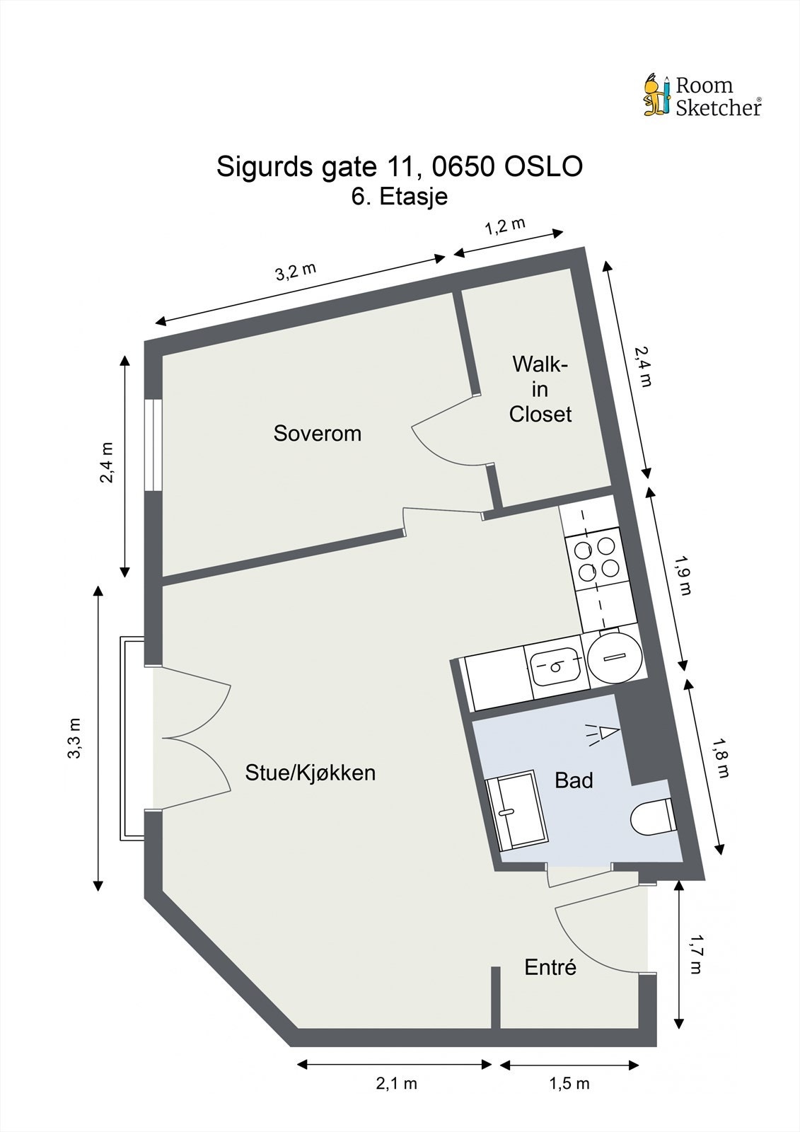 Planskisse - Leiligheten disponerer en kjellerbod Galleribilde