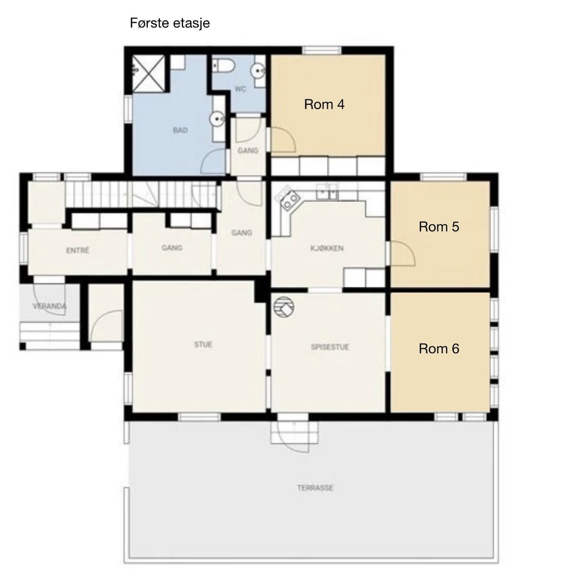 Plantegning første etasje Galleribilde