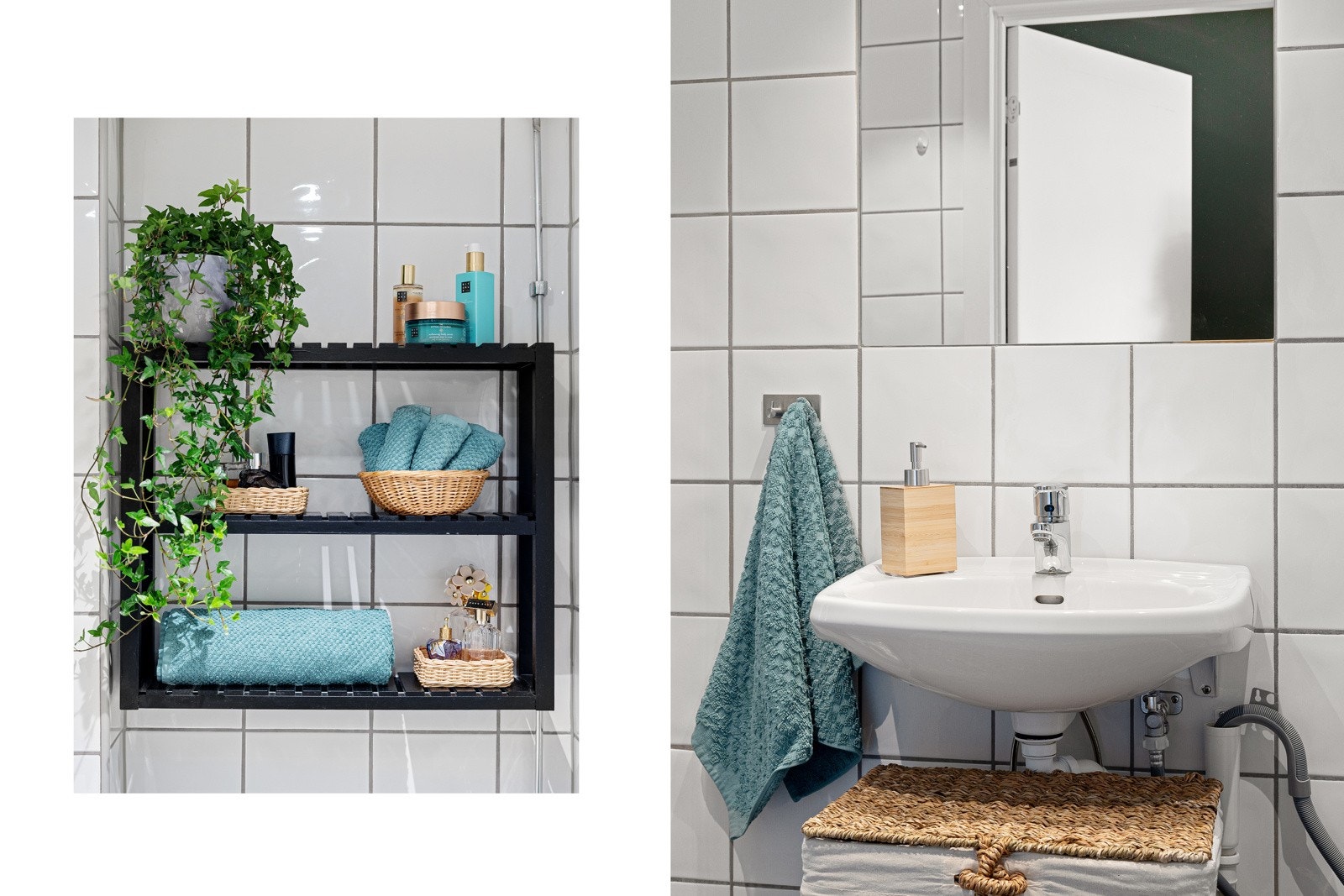 Det er varmekabler og fliser på gulv, og flislagte vegger Galleribilde