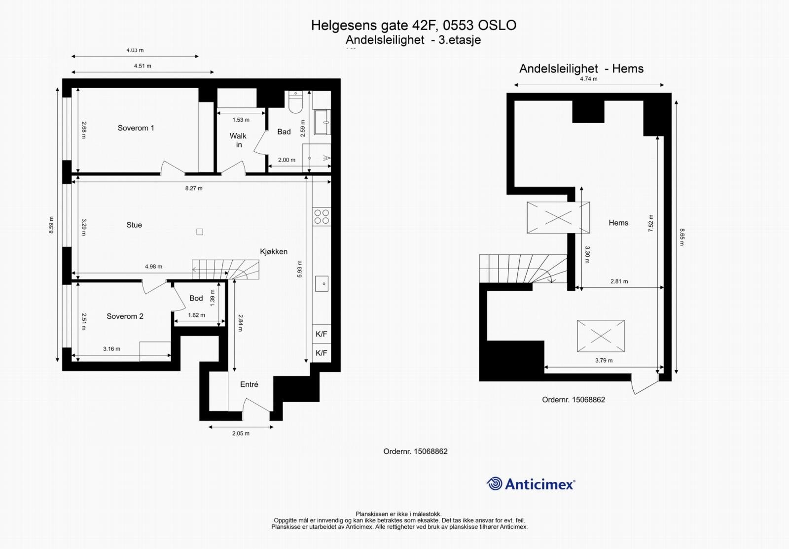 Dagens planløsning av boligen. Galleribilde