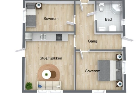 Plantegning av hybel Galleribilde