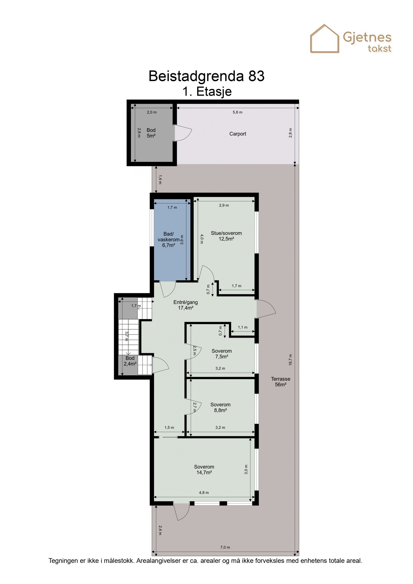 Plantegning 1. etasje Galleribilde