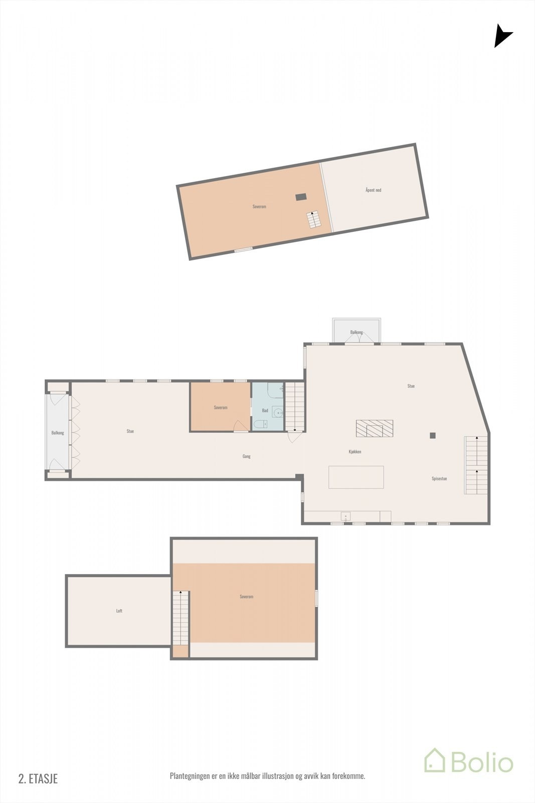 Plantegning 2. etasje Galleribilde