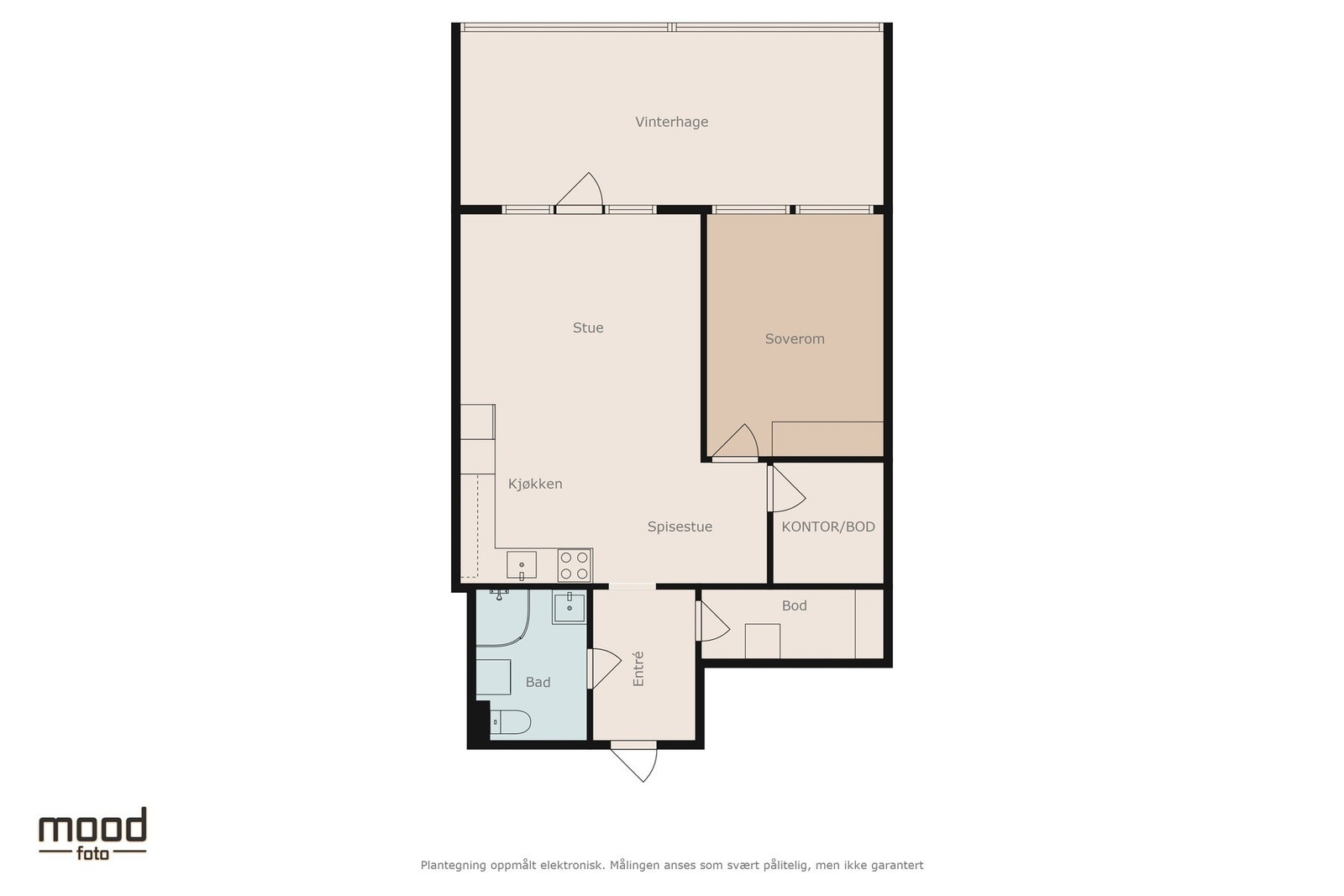 Plantegning - Merk at leiligheten har to praktiske, innvendige boder Galleribilde
