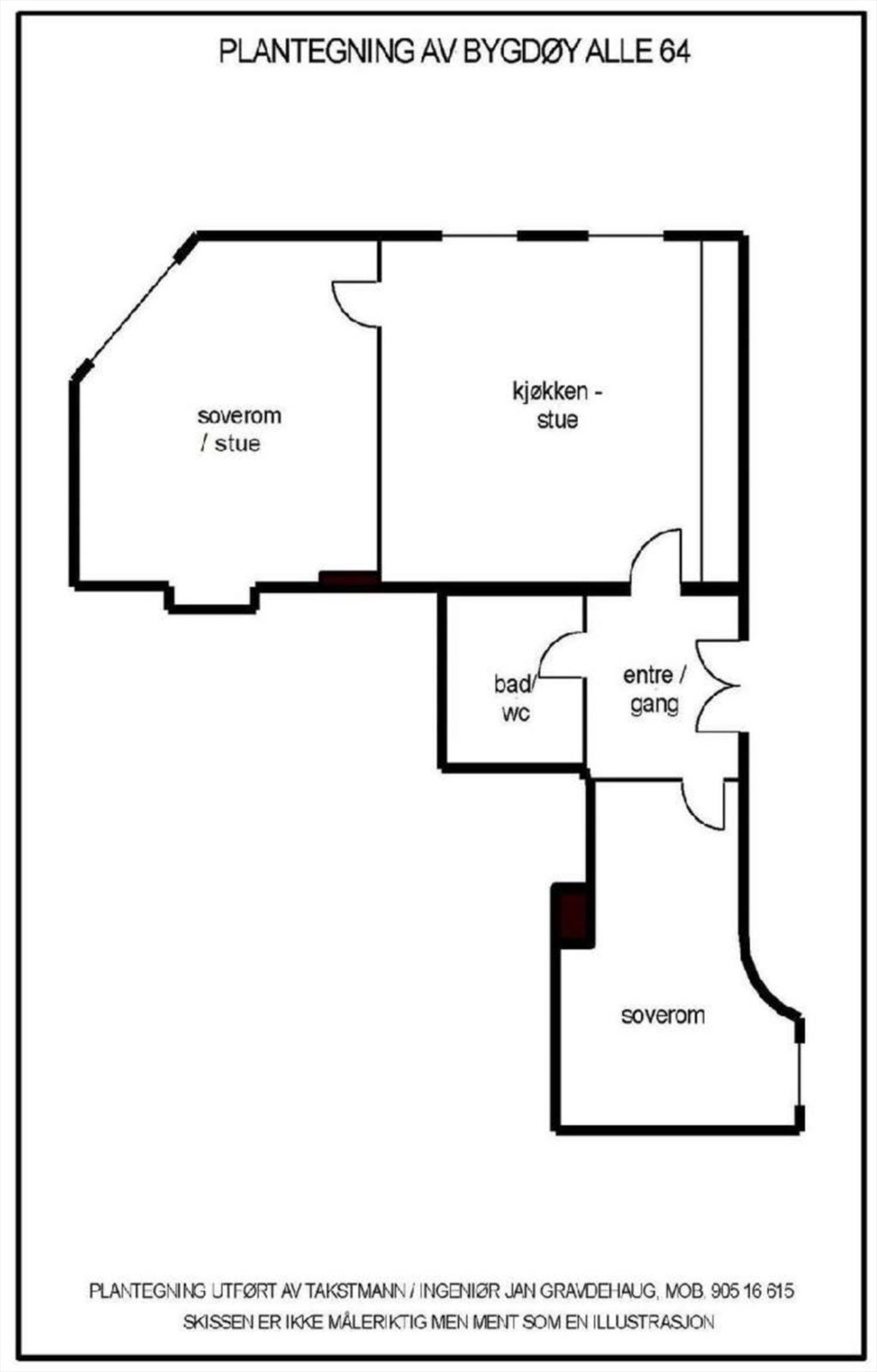 Planskisse - Leiligheten disponerer en kjellerbod Galleribilde