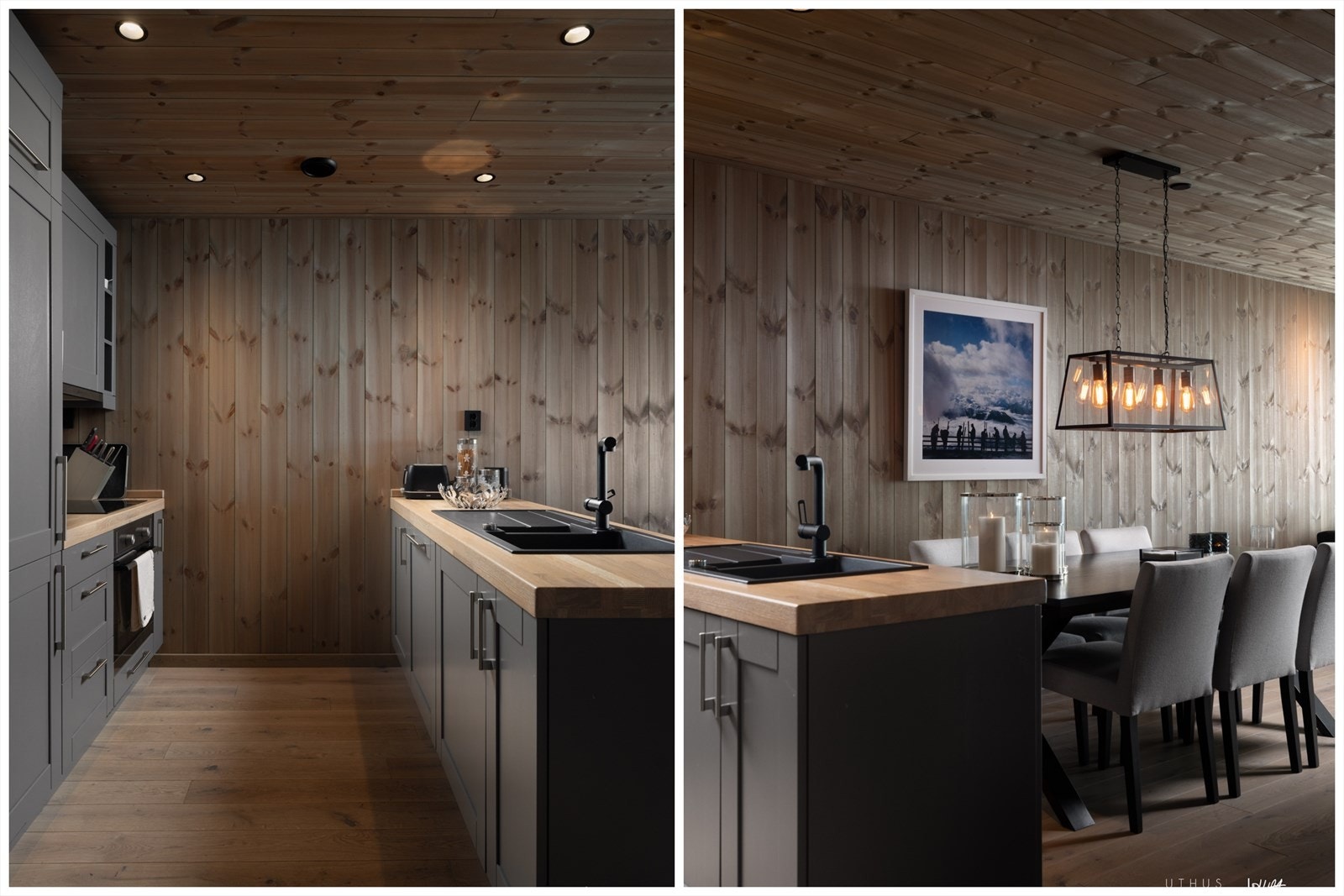 Nydelig kjøkkeninnredning med egen kjøkkenøy som gir ekstra lagringsplass. Galleribilde