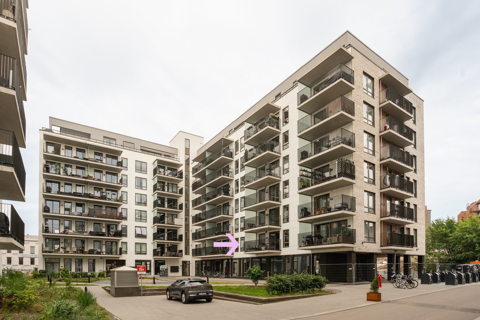 Fasade og plassering balkong. Galleribilde