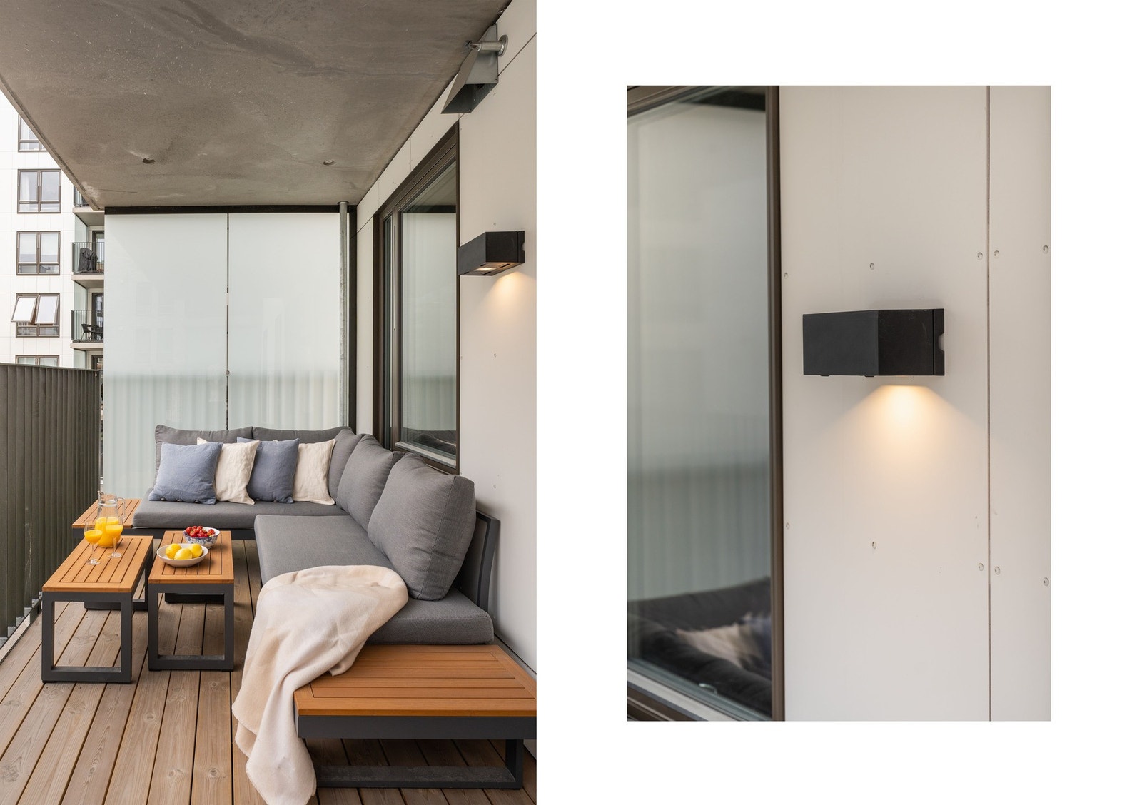 Leiligheten har en romslig terrasse på 9 kvm med deilig ettermiddagssol og utebelysning. Galleribilde