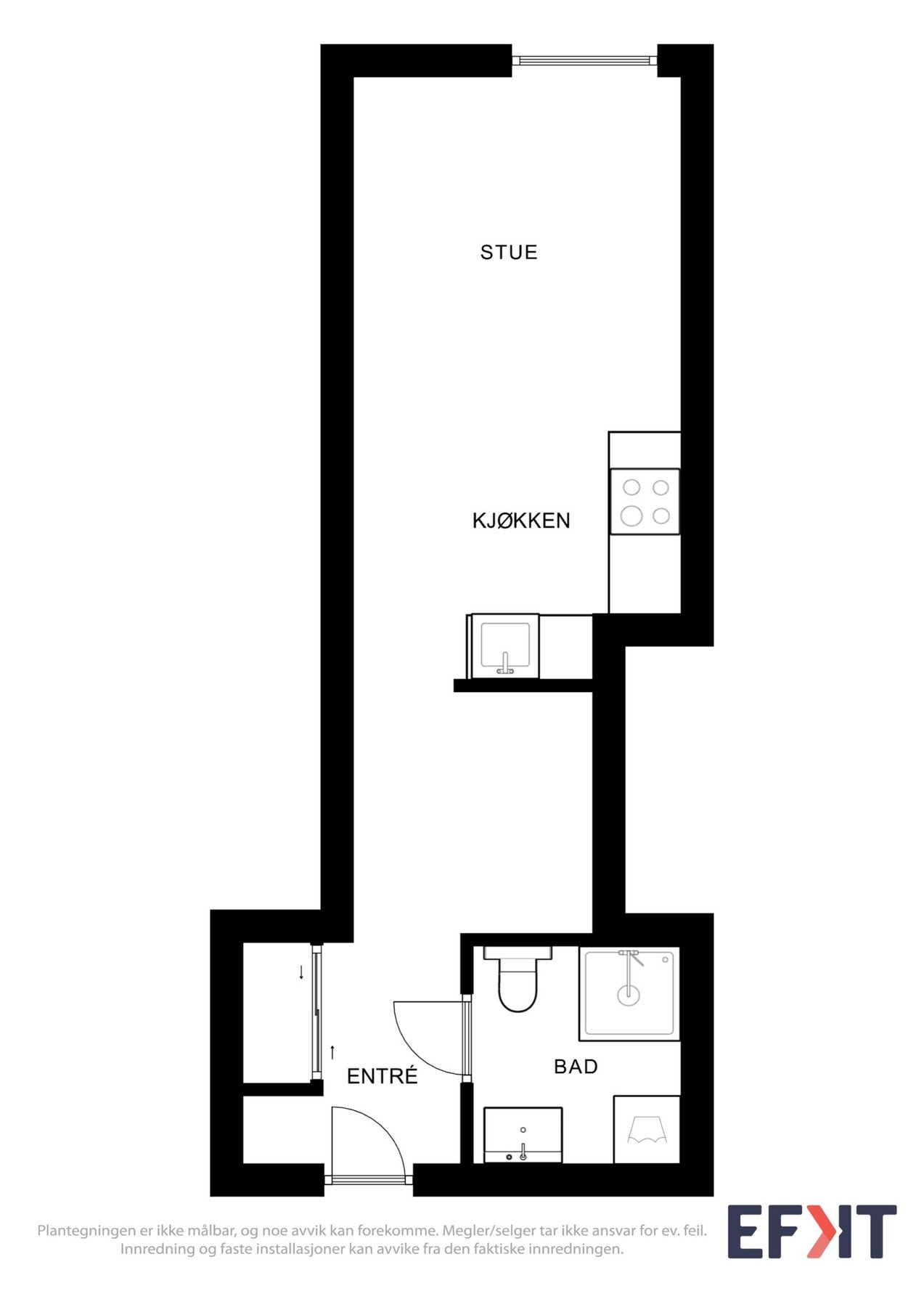Plantegning som viser planløsning av leiligheten. Galleribilde