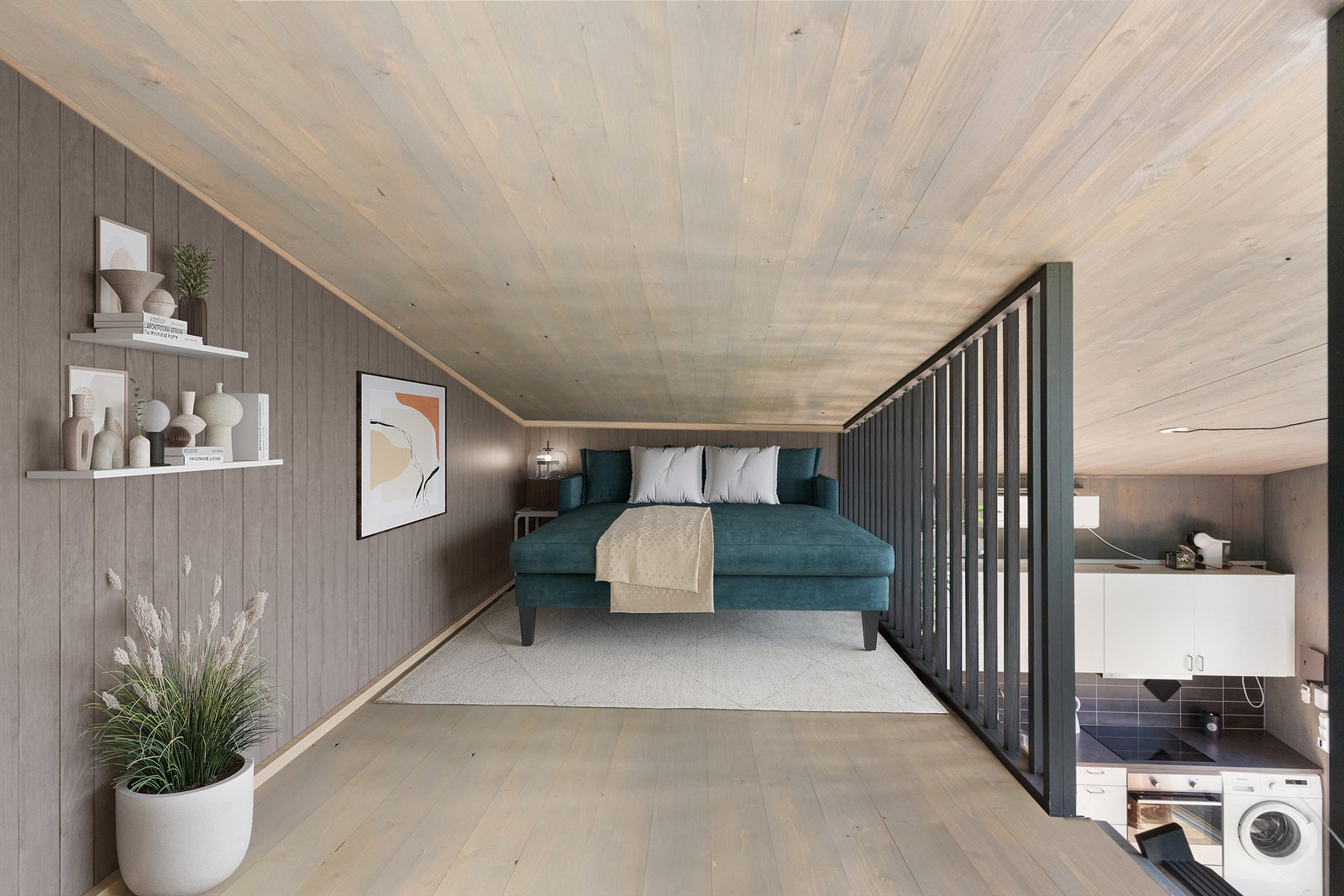 Bildet er digital stylet for å vise hvordan hemsen kan benyttes. I dag er den brukt til oppbevaring. Galleribilde