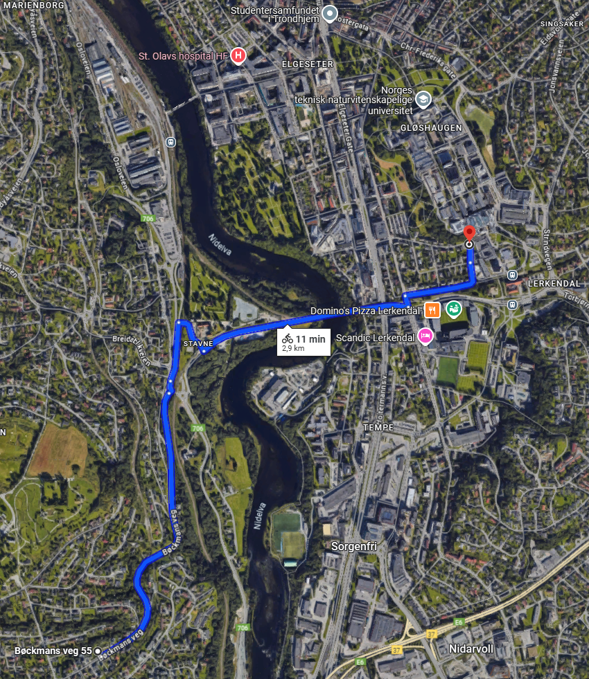 Kort vei til Gløshaugen med sykkel Galleribilde