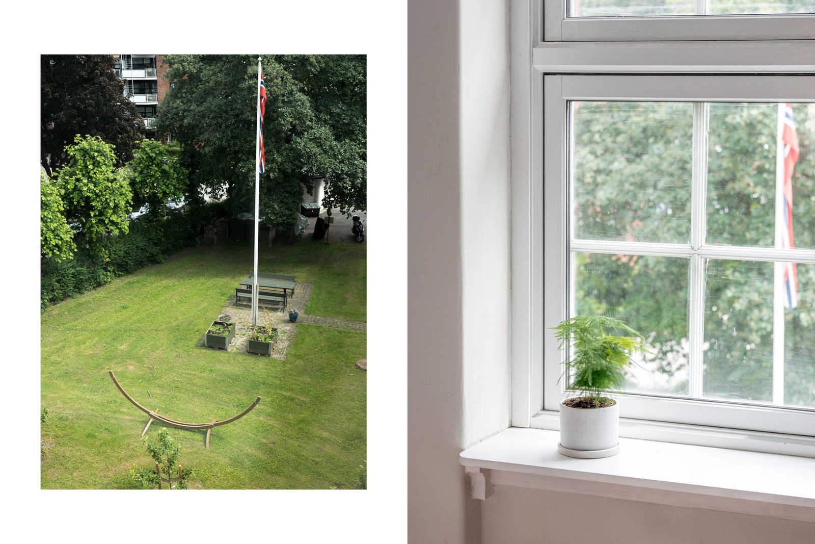 Rommet har flott utsikt mot idyllisk og pent opparbeidet gårdsrom. Galleribilde